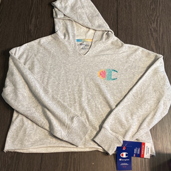 Champion Tops - Champion light gray long-sleeve cropped hoodie. Size M. Authentic Athletic wear.